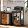 Mobile 3-Tier Printer Stand with 2-Drawer File Cabinet, 24 Extended