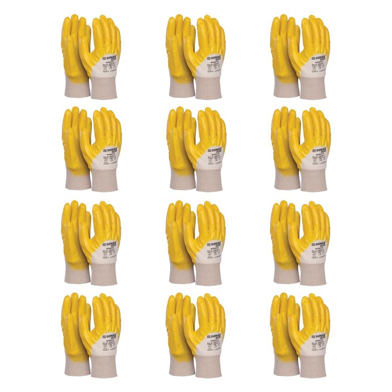 DONAU SAFETY Men's Cotton Knit Work Gloves, Protective Nitrile Coated,