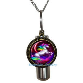 Unicorn Cremation Necklace Jewelry - Unicorn Cremais Jewelry-Stainless Steel Urn Cremation Necklace-Remembrance Necklace-Sympathy-Urn for Ashes