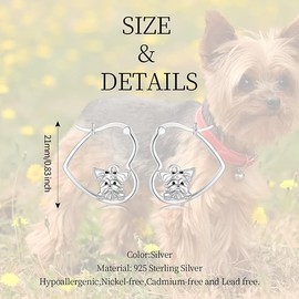 LES OSEWA Yorkie Earrings Sterling Silver Yorkie Dog Hoop Earrings Yorkie Jewelry Gifts for Women Yorkshire Lover