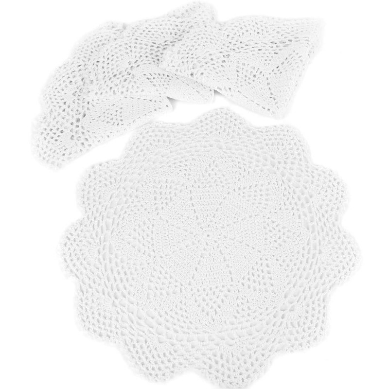 kilofly Crochet Cotton Lace Table Placemats Doilies Value Pack, 4pc,