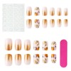 24 Pcs Press on Nails Short Square - MINGCHUN Autumn