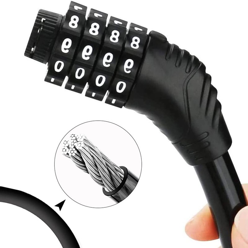 Black Bicycle Lock, Mini Bicycle Lock, Steel Bicycle Cable Lock,