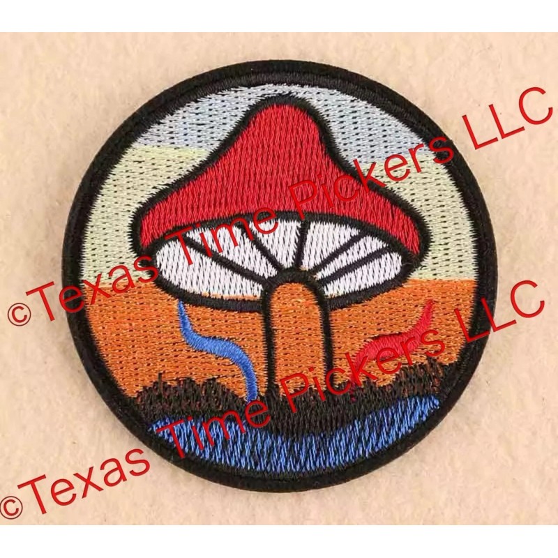 Unbranded VTG Style Magic Mushroom Embroidered Iron On Patch Hippie
