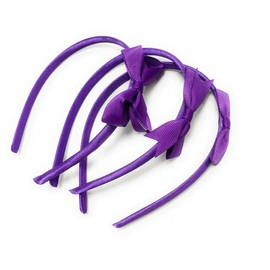 Caprilite 3 x School Hair Bows on Headbands Alice Bands Uniform Colours Bow Headband Set (Purple)