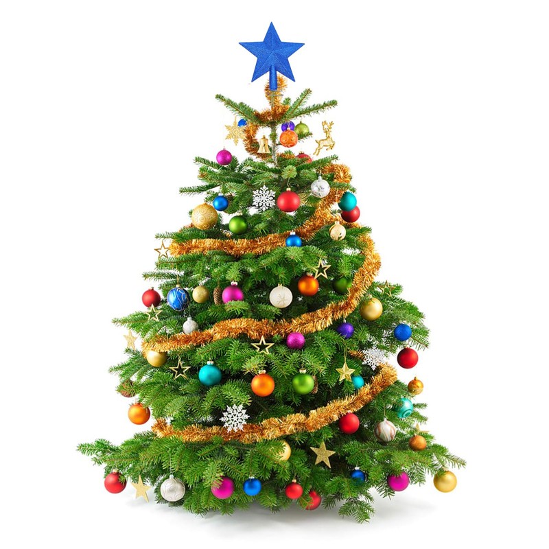 2 Pack Glittered Small Christmas Tree Topper Xmas Mini Star