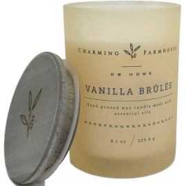 DW Home Charming Farmhouse Vanilla Brulee Scented Candle with Wood Wick