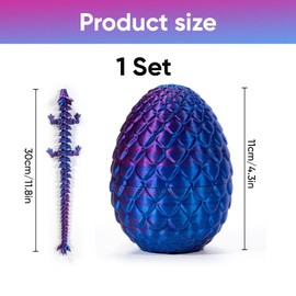 3D Printed Dragon Egg - Articulated Crystal Dragon Figurine 3D Eggs with Inside Autism Toys Eggs - 30 cm Flexible Joints Dragons toys for Stress Relief & Home Decor