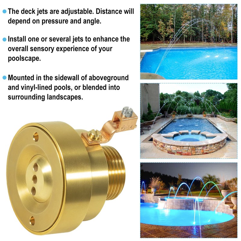 Hihitomorrow 3 Hole Pool Brass Deck Jet Nozzle with Ground