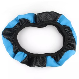 DONWELL 15'' Car Steering Wheel Cover Carbon Leather Breathable Anti-slip Accessories - Blue