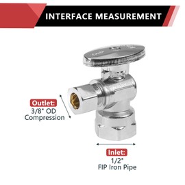 (Pack of 10) EFIELD 1/2" FIP Iron Pipe x 3/8" Compression Chrome 1/4-Turn Angle Stop Water Shut-off Ball Valve,(VALVE054-10PCS)