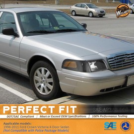 WEELMOTO OE-Style Headlight Compatible with 98-11 Ford Crown Victoria 4-Door Sedan 1998-2011 Crown Victoria Replacement Headlamp Pair Turn Signal Side Marker Lamp Assembly