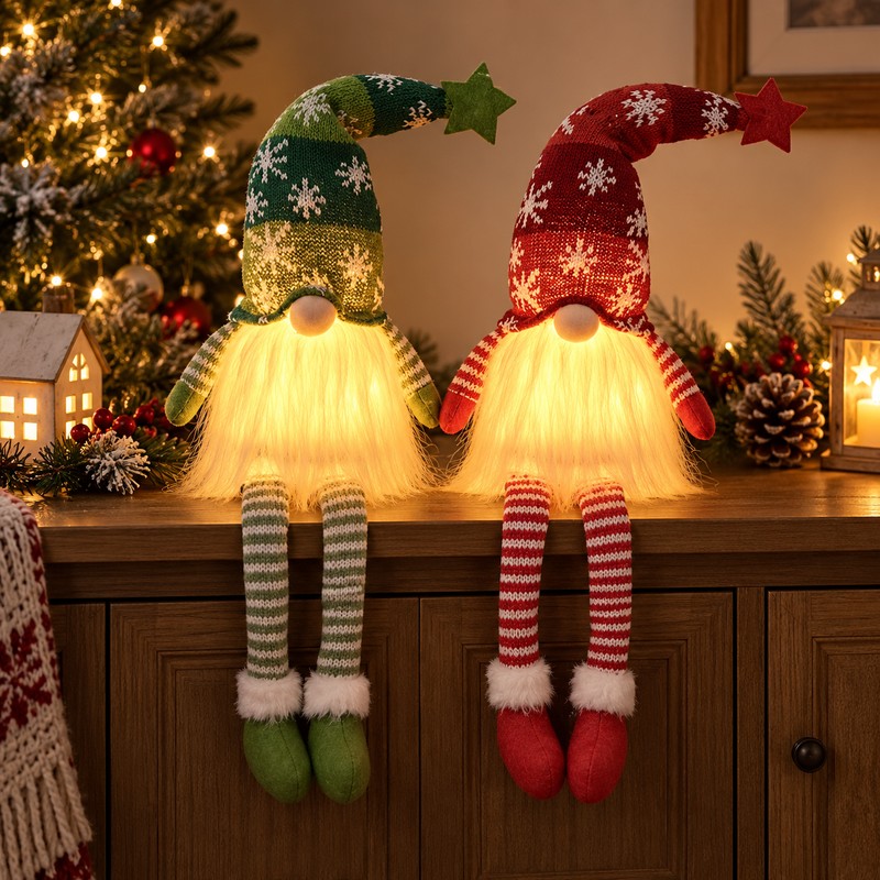2-Pack LED Christmas Gnome Decorations for Holiday Home Decor –