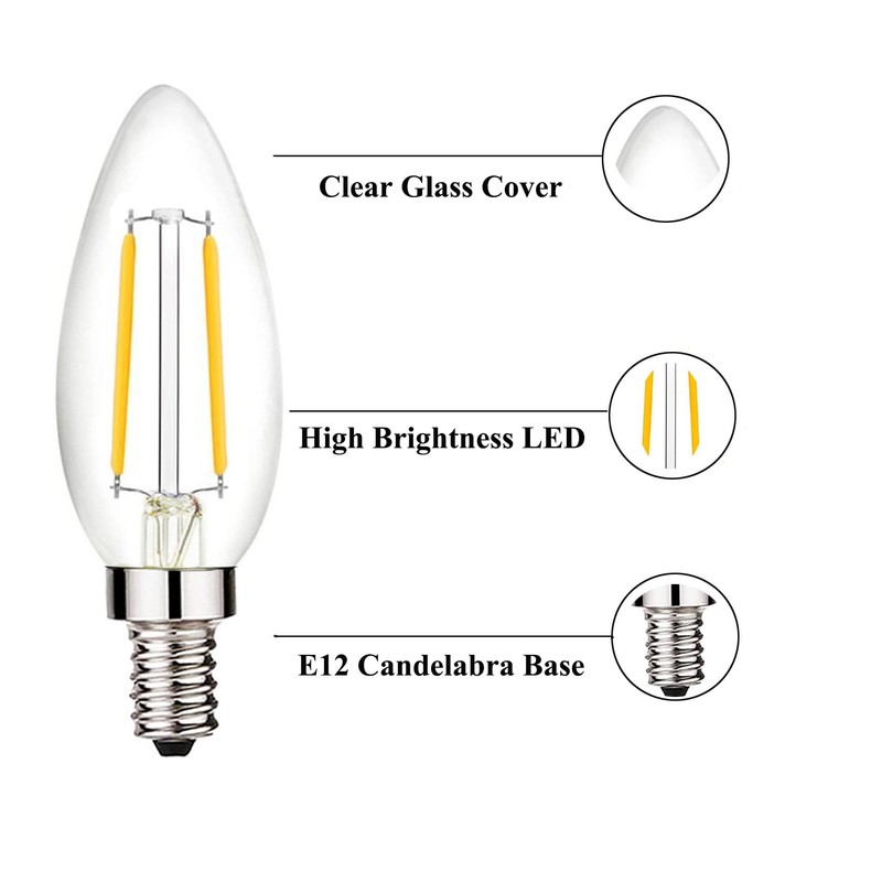 Beonllay 12 Volt LED Candelabra Bulbs E12 Base Light Bulb