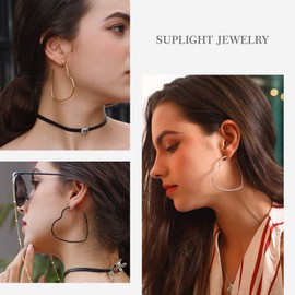 Suplight Women's Statement Earrings 18K Gold/White Gold Plated Leaves/Circle/Rose Flower Design Dangle Earrings Elegant Stud Earrings for Party Wedding Party with Gift Box, Stainless Steel, not known