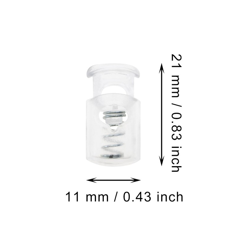 Tupalizy 21x11mm Clear Plastic Cord Locks Spring Stoppers Slider Clips