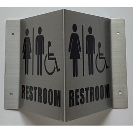 Corridor Restroom accessible sign-Restroom accessible Hallway sign (Aluminium,5x6 SILVER)-le couloir Line