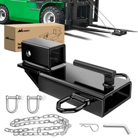 Nilight Forklift Trailer Hitch Attachment Fits 2 Inch Receiver Clamp on Pallet Fork Trailer Towing Adapter with Safety Chain & 5/8” Hitch Pin Clip Black