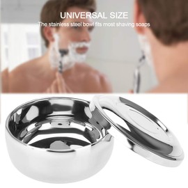 AYNEFY Shaving Soap Bowl, Portable Universal Men Stainless Steel Beard Shaving Soap Bowl Shaving Mug Container with a Mirror for Travel, Salon and Home Use