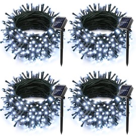 Joomer Solar Christmas Lights Outdoor 4 Pack Total 156FT 400LED 8 Lighting Modes Solar String Lights Waterproof Fairy Tree Lights for Garden Yard Patio Christmas Decoration (White)