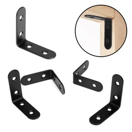 Corner Brace 90 Degree Corner Bracket Right Angle Brackets Stainless Steel Angle Support with Screws for Furniture Desk Table Shelf 50 * 50mm 20pcs Black