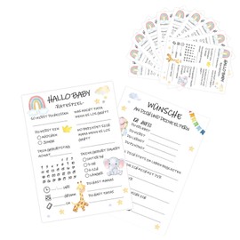 10 Baby Shower Guessing Game Cards to Fill In - Tips Cards Boys and Girls - Great Game for Baby Shower and Gender Reveal Celebration