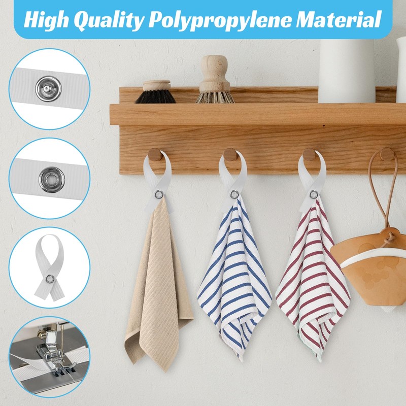 Towel Clips Hanger Set, 12Pcs Tea Towel Hanging Clips, Loop