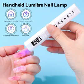 Makartt Handheld UV Nail Lamp, Mini Cordless Flash Cure Nail Light for Gel Nail Polish & Nail Glue, Rechargeable USB UV Light Fast Drying with LCD Display, Portable DIY Nail Art Gift, Home Salon Use