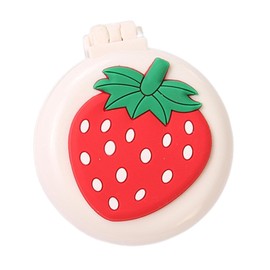 Strawberry Travel Hair Brush, Folding Round Massage Brush with Mini Mirror, Portable Compact Styling Tools for Women