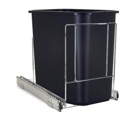 ROONOVA: Pull Out Bin Rack | Durable Chrome Finish & Adjustable Frame | Heavy Duty Steel | Slides Under Kitchen Cabinet | Trash Can Clips | Compatible with Various Size Bin | Trash Can Not Included