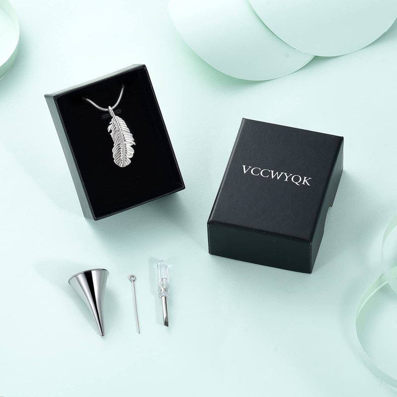 Cremation Jewelry Memorial Urn Necklace for Ashes Feathers Urn Pendant