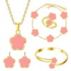 Four-leaf Clover Jewellery Set 5 Pieces Lucky Five-Leaf Clover Alloy Jewellery Set 18 K Gold-Plated Four Leaf Clover Bracelet Four-Leaf Clover Jewellery Set for Women