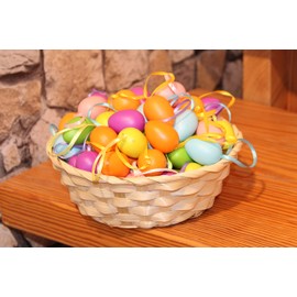 Kamaca Pack of 96 Colourful Easter Eggs Plastic with Ribbon for Hanging Plastic Eggs for Indoor and Outdoor Use Great Easter Decoration for Easter (96 pieces Pastel 4 cm)