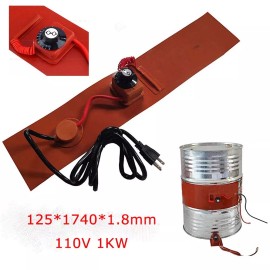 PreAsion 110V Oil Drum Heater 53Gallon Barrel Band Heater Pail Heater 125*1740*1.8mm 1KW
