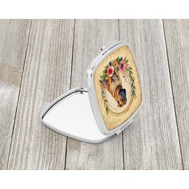 Caroline's Treasures Shar Pei and Flowers Compact Mirror Decorative Travel Makeup Mirror for Women Girls Gifts Pocket Makeup Mirror Folding Handheld