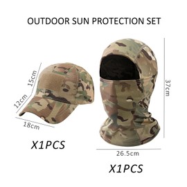 DHSBGWSX 1 x Camo Peaked Cap with 1 x Camo Neck Cuff, Tactical Camouflage Neck Cuff, Outdoor Sun Protection Hat, Suitable for Running, Fishing, Hunting, Mountaineering and Camping, multicoloured