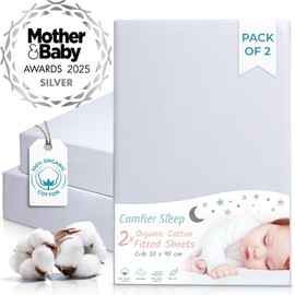 Crib Sheets 50x90cm Award Winning 100% Organic Cotton Fully Fitted and Completely Natural Grey color Set of 2 Ultra-soft and Comfortable for Your Baby