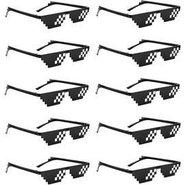 ATDORO 10 Pack Thug Life Sunglasses, Men Women Kids Pixel Mosaic Glasses, Sunglasses Men Women Glass Mosaic Glasses Props Sunglass (Black Colors)