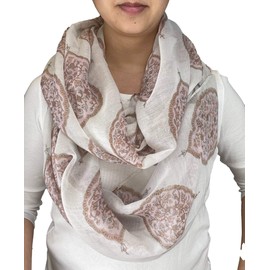 Women's Infinity Scarf Circle Loop Lightweight Flower Circle Scarves Floral Vintage (Blush)