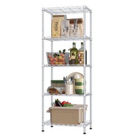 HOMEFORT 5-Shelving Unit, Adjustable Wire Shelving, Metal Wire Shelf Rack Organizer for Kitchen, Pantry, Closet, Bathroom, Laundry,Sliver,21" W x 11" D x 53" H