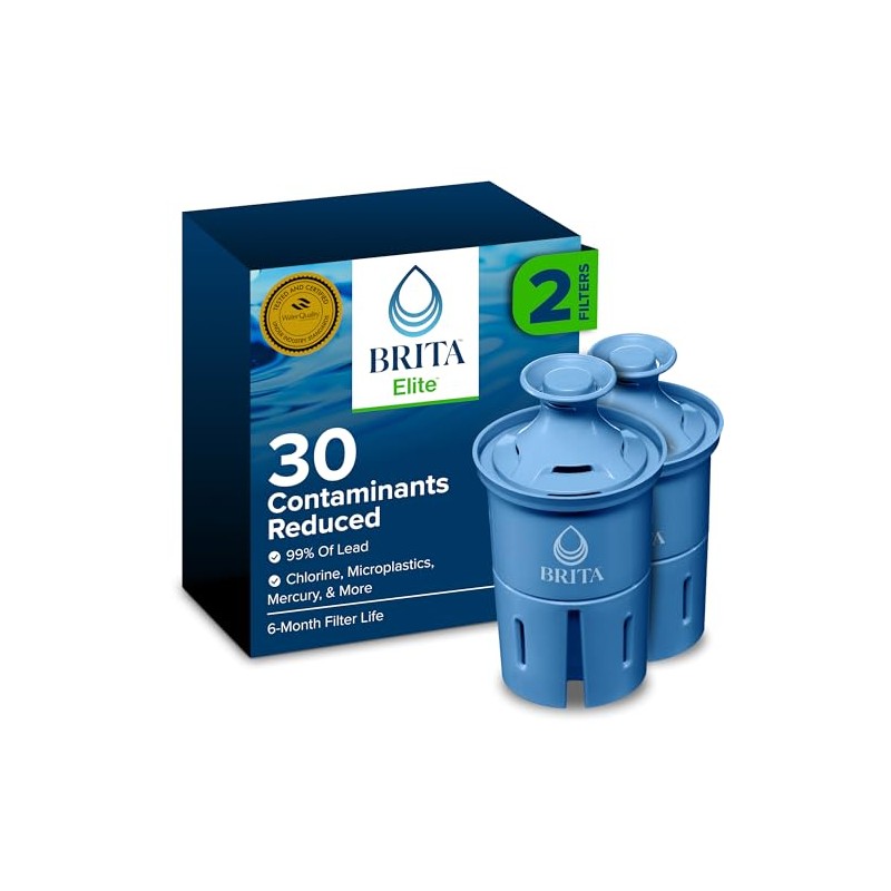 Brita Filter Replacements for Water Pitchers and Dispensers, Elite, NSF