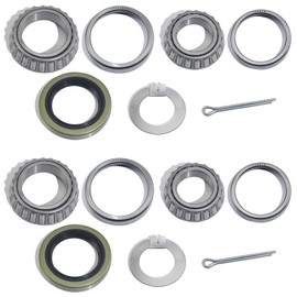 GREPSPUD 2 Sets L68149 L44649 Trailer Axle Hub Bearings Kit with D-Style Spindle Tang Washers, 171255TB/10-19 Grease Seals & Cotter Pins for 3500 lbs 1-3/8'' to 1-1/16'' #84 Tapered Spindles