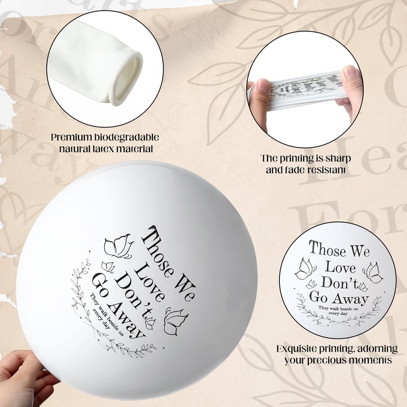 60 Pcs Memorial Balloons White Funeral Remembrance Release Balloons in