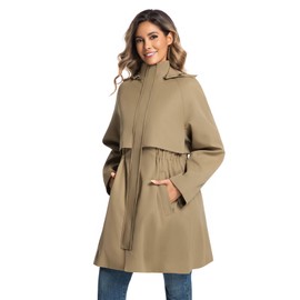 PUREPEAR Womens Trench Coat Waterproof Windbreaker Pockets Detachable Hood Raincoats Lightweight Outdoor Belt Jackets