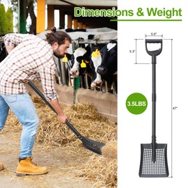 Sifter Shovel for Chicken Coop, 47 Inch Heavy Duty Beach Sifting Shovel for Sand Rock Poop Cleaning, Metal Detector Shovels for Farm, Gardening, D-Grip Handle, Square Gardening Shovels