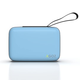 AGOZ Small Colorful Carrying Case for Electronic Accessories, Earbuds, Cable, Headsets, Protective Cover Organizer Pouch for Kids - Portable Storage Mini Bag Shockproof and Water Resistant (Blue)