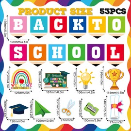 53Pcs Bulletin Board Borders,Bulletin Board Classroom Decor,Welcome Back to School Cutouts,First Day of School Classroom Wall Door Decorations for Preschool Elementary School