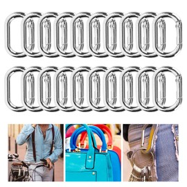Hztyyier 20 pieces oval spring buckle clip carabiner key ring 23 mm alloy carabiner clip clasps for bags wallets key ring strap (silver)