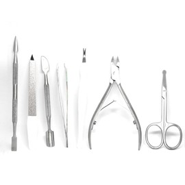 Manicure Set Professional Nail Clippers Pedicure Kit, 7pcs Stainless Steel Nail Care Tools Grooming Kit with Luxurious Travel Leather Case for Thick Nails Men Women Gift (Silver)