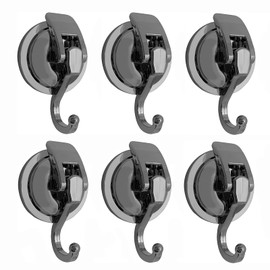 YSSILADI Shower Suction Cups Heavy Duty Vacuum Suction Cups, Glass Suction Cup Hooks, Robe & Towel Hooks Reusable, No Hole Punched, for Garland Decoration (6 Pack, Silver Grey)